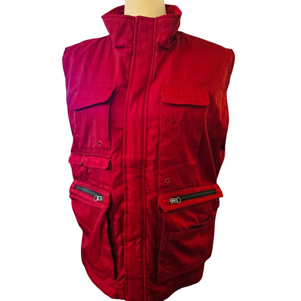 GAP Red Utility Vest, Multi-Pocket Outdoor Streetwear Y2K Gorpcore, Size Medium